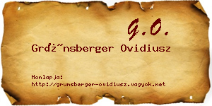 Grünsberger Ovidiusz névjegykártya